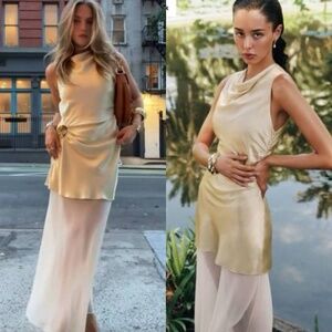 REFORMATION NWT Logan Yellow Silk Dress Size 6